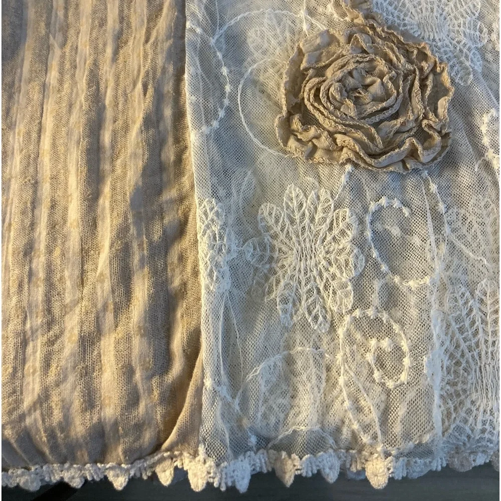 Accessory Street Romantic Lace Scarf Flower Appliqués Feminine Boho Cottagecore